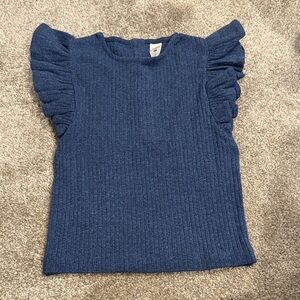 Navy Ruffled Sleeve Kids Blouse